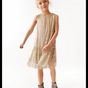 Zara girl gold animal print glitter dress